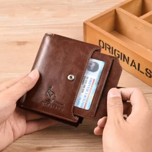 Men’s RFID Short Bifold Leather Wallet