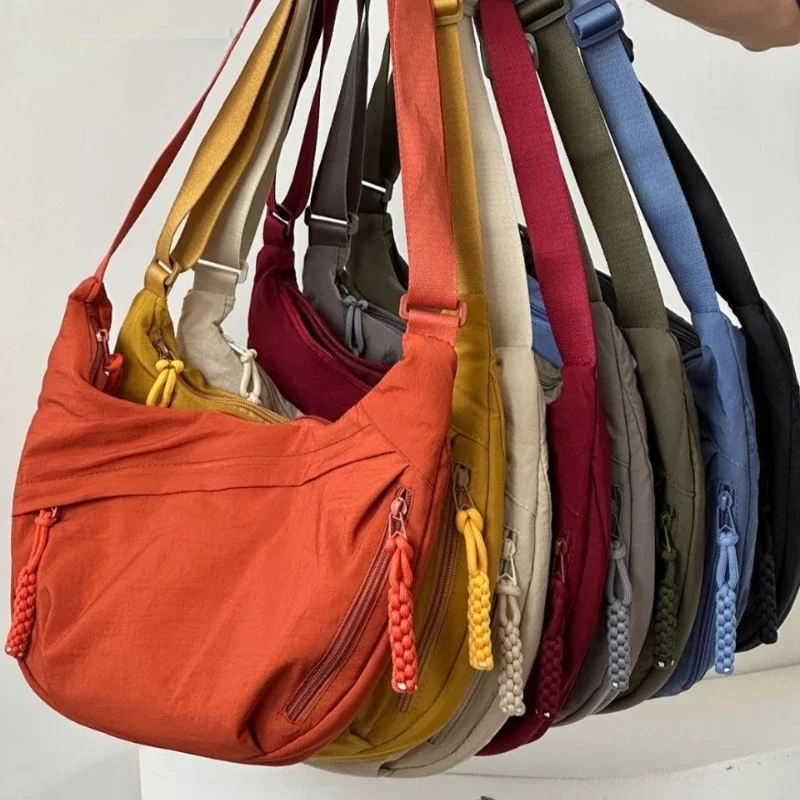 Unisex Soft Cloth Solid Colour Shoulder Bag