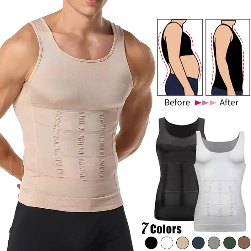 Men's Abdomen Tummy Control Compression Tank Top Shapewear
