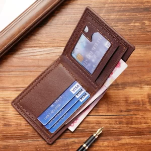 Men’s Short Bifold Faux Leather Card Holder Wallet