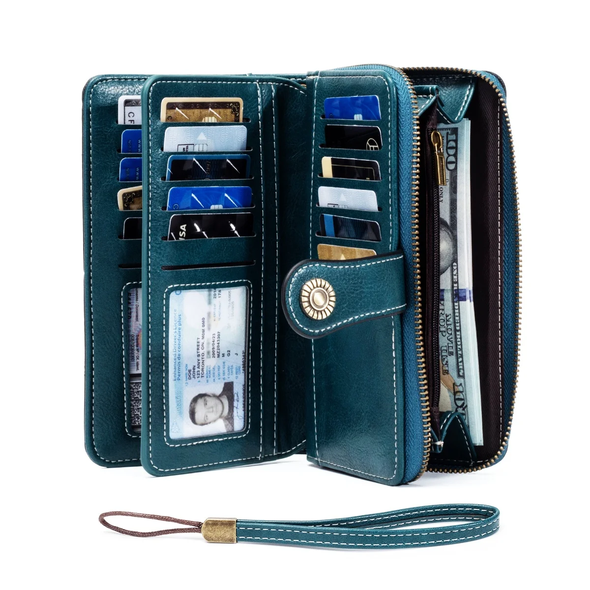 Unisex RFID Anti-Theft Retro Leather Long Clutch Wallet