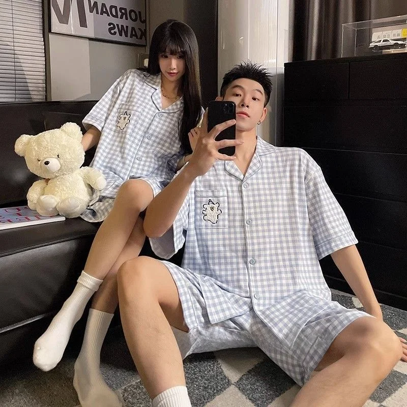 Couples Thin Short Sleeve Sleepwear Set