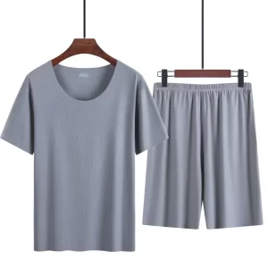 Men’s Two-piece Short Sleeve Silk Pyjamas Set