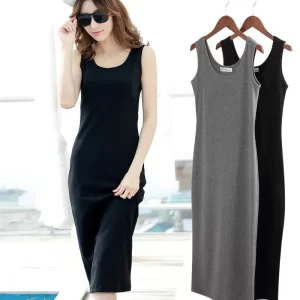 Slimming Medium-length Sleeveless Tank Top Dress