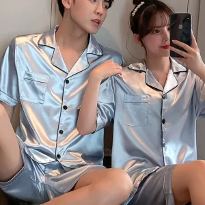 Couples Thin Short Sleeve Sleepwear Set