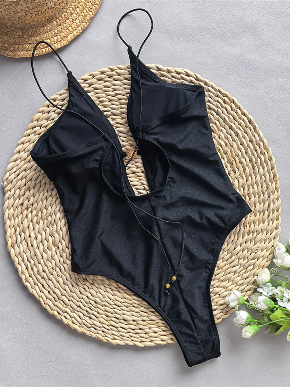 Women's Deep V-Neck Cut Out One Piece Swimwear