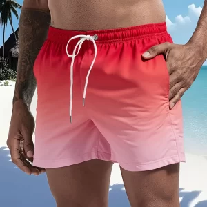 Men’s Quick Dry Lightweight Drawstring Swim Trunks with Side Pockets