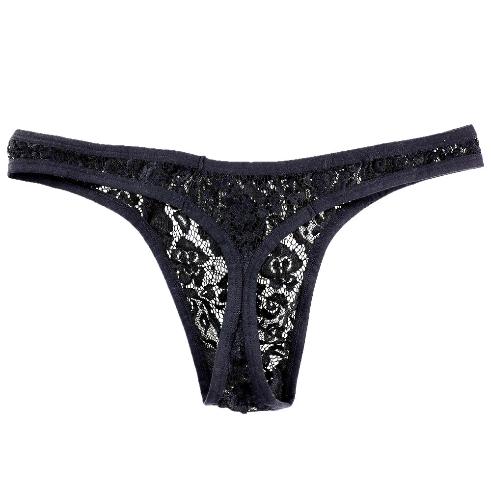 Men's Sexy Lace Transparent Thong Underwear