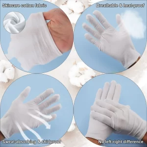 Unisex Full-Finger Etiquette White Cotton Gloves