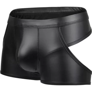 Men’s Hollow Back Jockstrap Faux Leather Lingerie