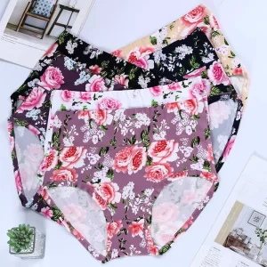Floral Bamboo Fibre Large Size High Waist Women’s Panties