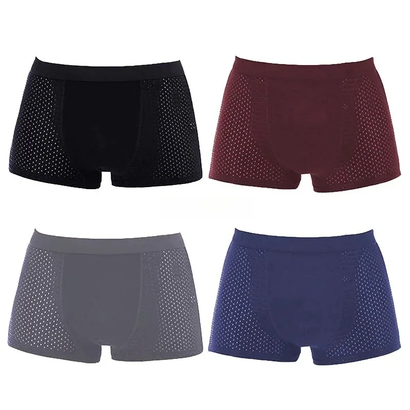 Men's Breathable Mesh Bamboo Boxer Briefs-Ventilation Holes