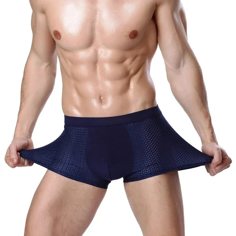 Men's Breathable Mesh Bamboo Boxer Briefs-Ventilation Holes