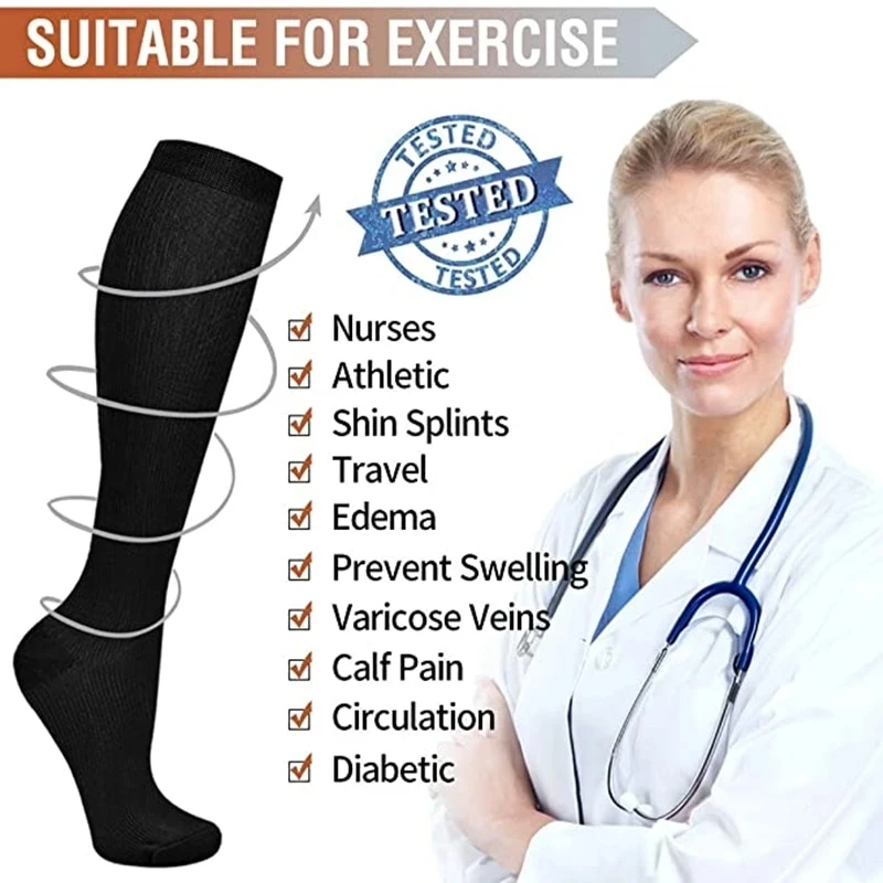 2 Pairs Anti-Fatigue Blood Circulation Compression Socks