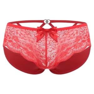 Men’s Floral Lace Closed/Opened Crotch Lingerie with Bow