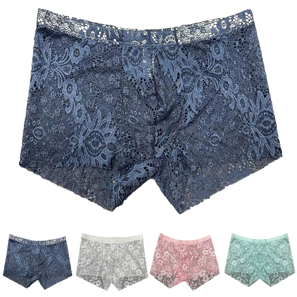 Men's Lace Pouch Bulge Mid-Waist Panties - Image 3
