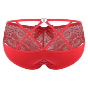 Men’s Floral Lace Closed/Opened Crotch Lingerie with Bow