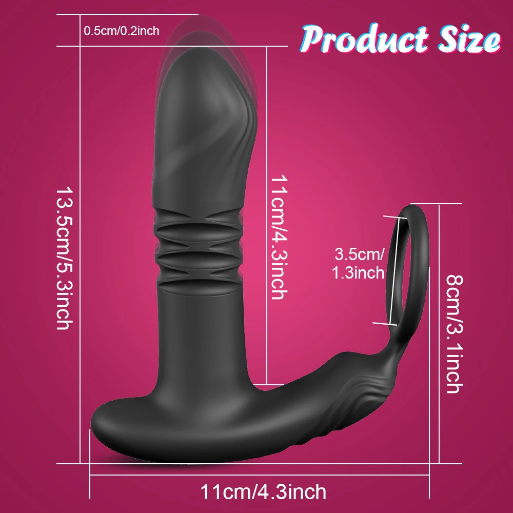 Male 2 In 1 Cock Ring and Anal Butt Plug Vibrator - Image 4