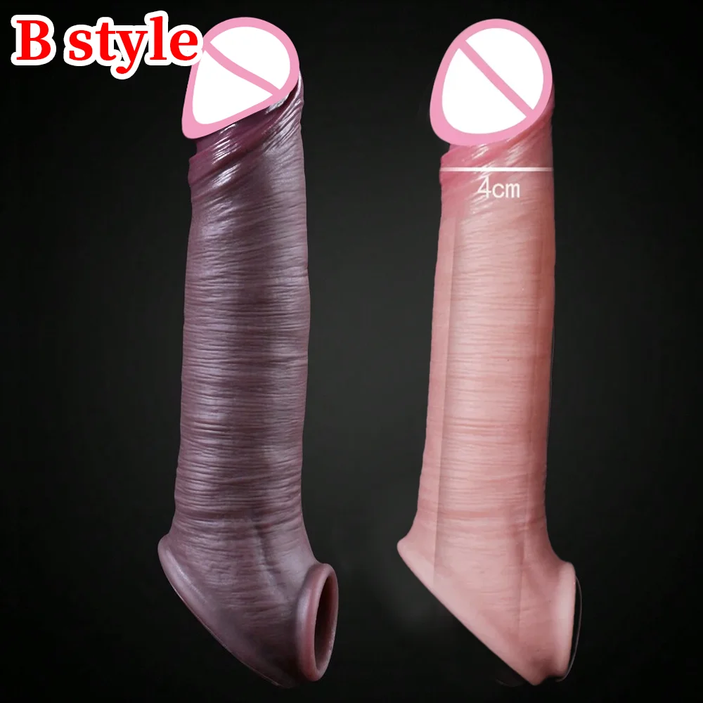 Realistic Reusable Silicone Penis Sleeve for Men - Image 5